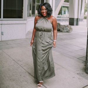 Knotted halter maxi dress